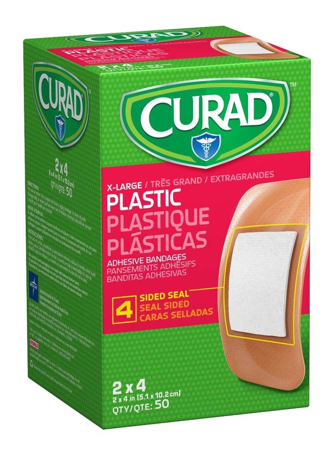 Curad Blue Flex-Fabric Adhesive Bandage, Metal-Detectable, 2" x 4", 50 Count - Image 1